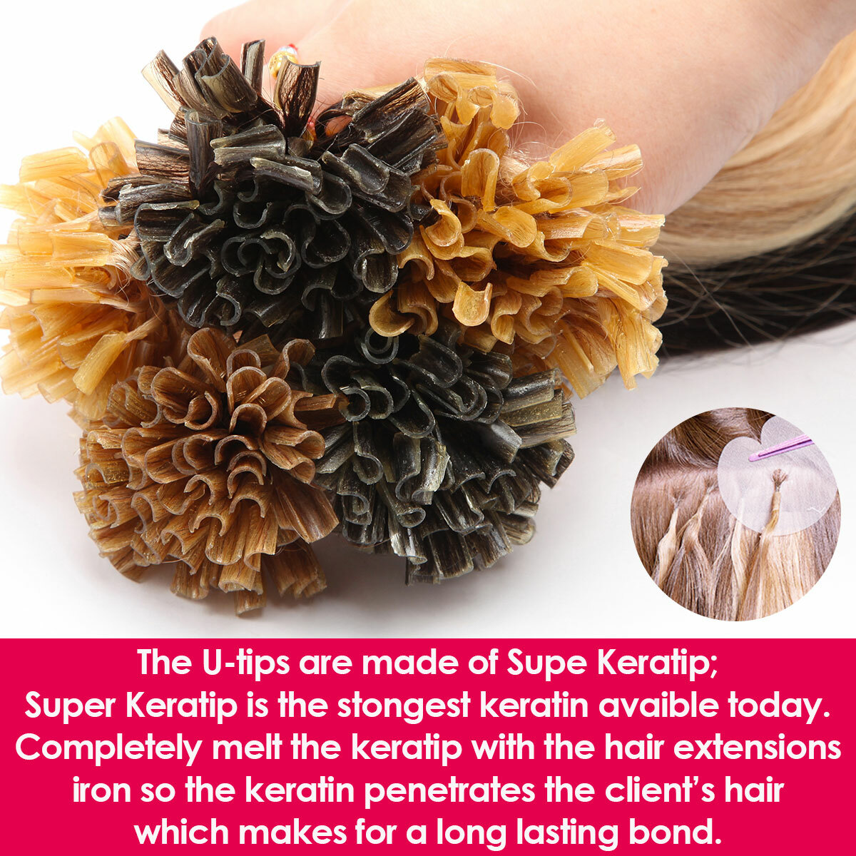 THICK Keratin Fusion Nail U Tip Human Hair Extensions 100% Remy Hair Pre Bonded
