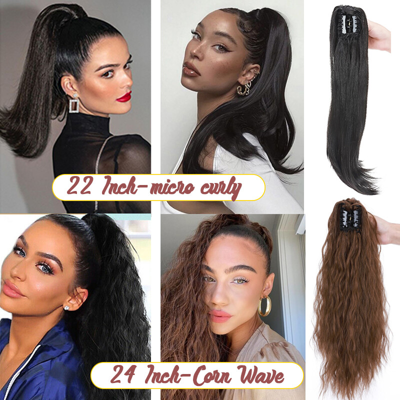 Reak Long Thick As Human Claw In Ponytail Clip In Hair Extensions Hairpieces US