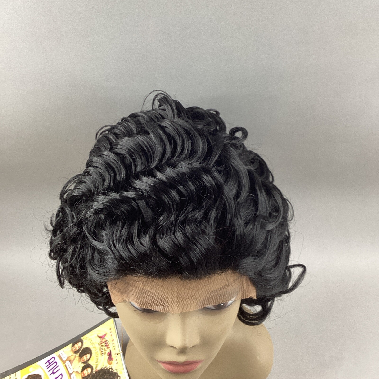 MLA69 #1B Off Black Short Wavy Synthetic Adjustable Free Part Lace Front Wig