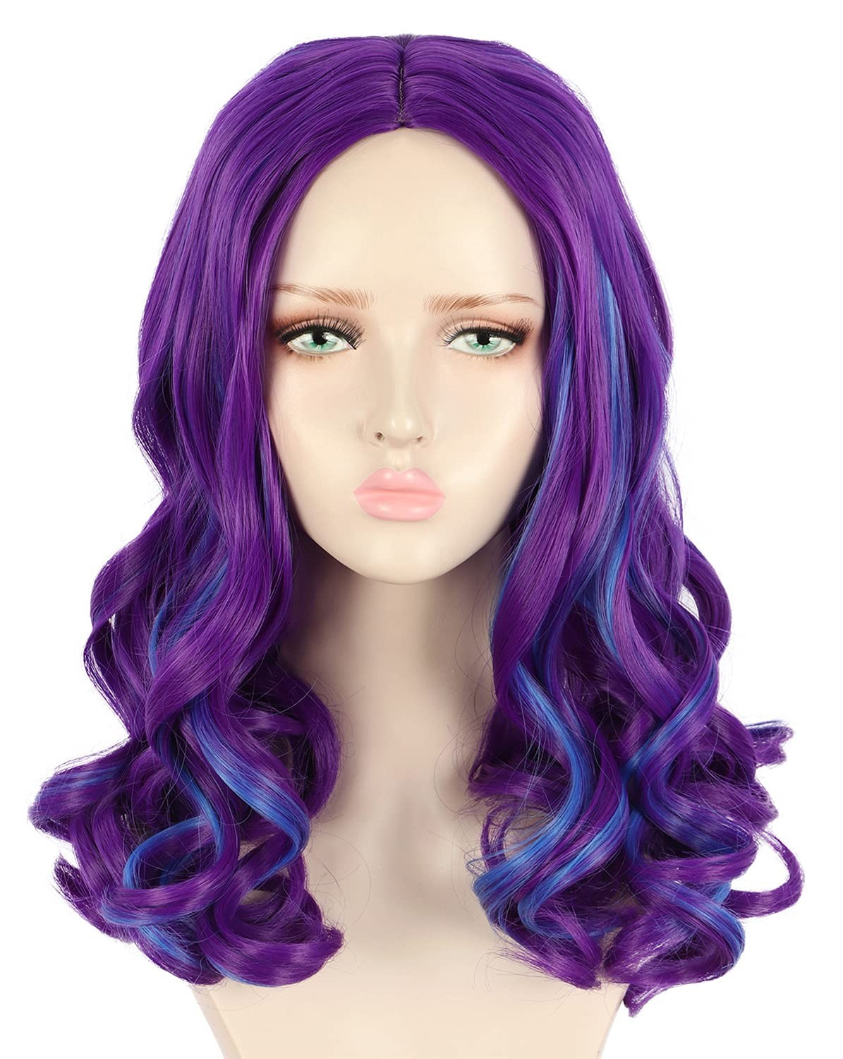 Adult Women Long Curly Purple Wig Anime Role Party Cosplay Costume Hair Heat …