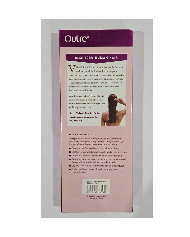 Outre Velvet Remi 10″ 100% Human Hair Spanish 10S F4/30
