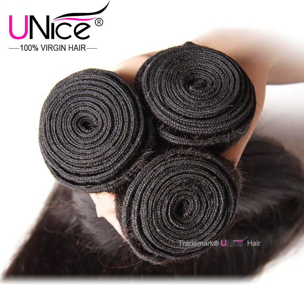 UNice Hair Malaysian Straight Bundles Human Hair Weaves Virgin Hair Extension US