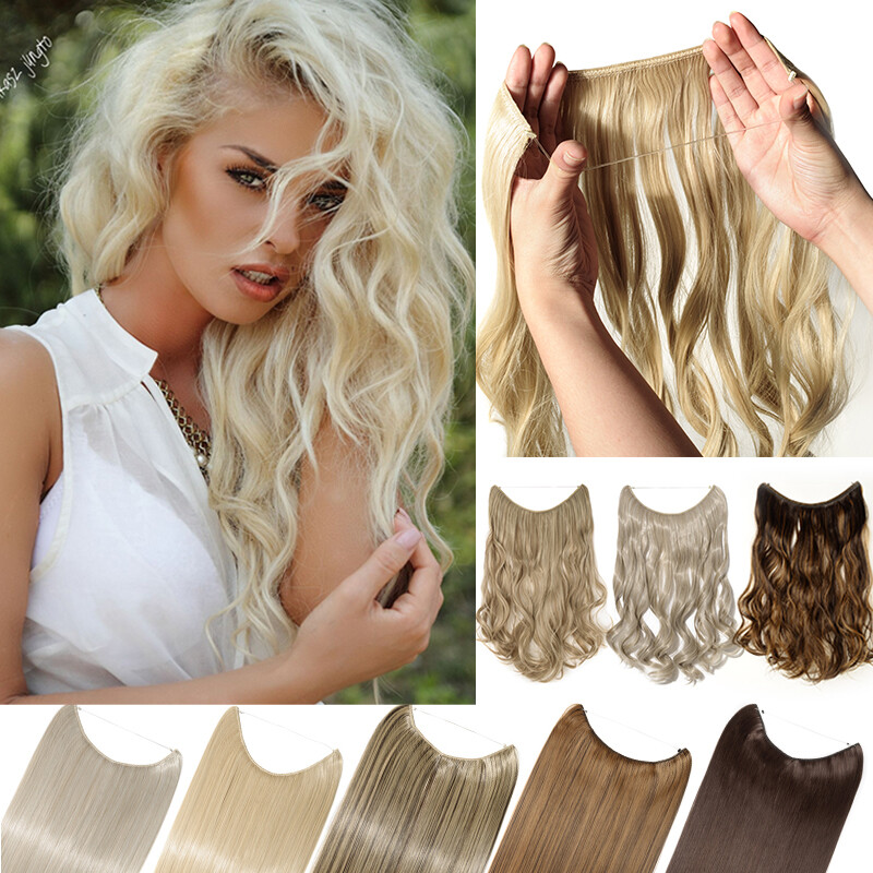 Thick Invisible Secret Wire In Hair Extensions Real Curly Wavy As Human US