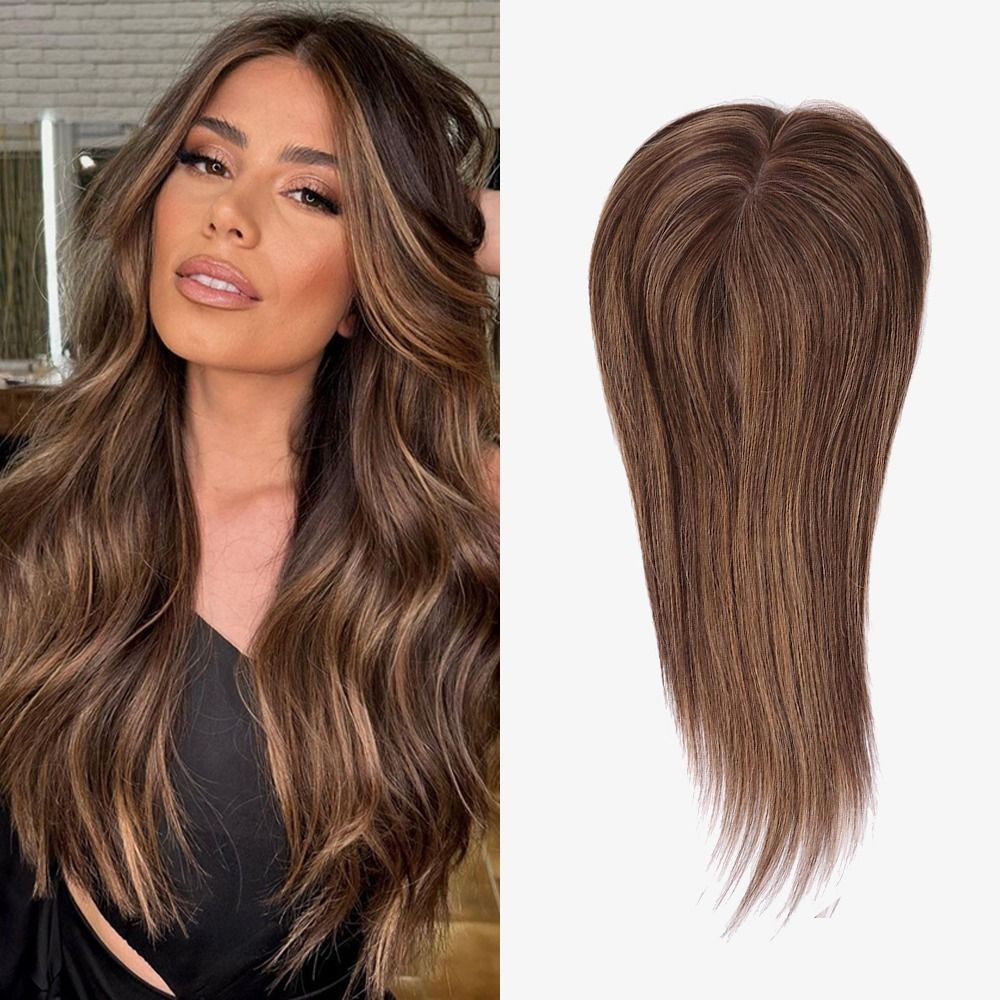 14″ 16″ 18″ Mono Base Rooted Blonde European Virgin Human Hair Toppers 5×6″
