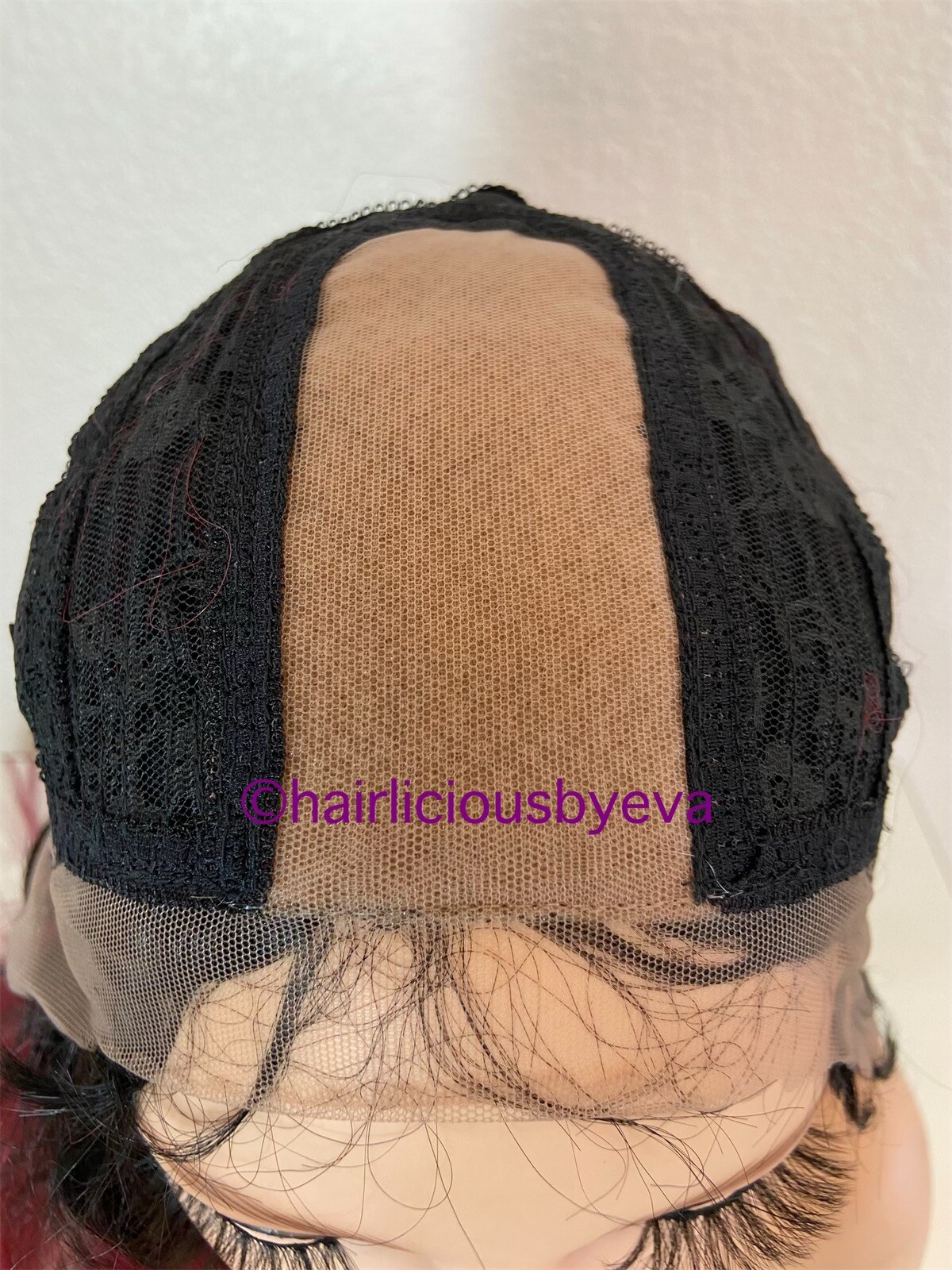 Red Burgundy Ombré Black Wig Wavy extra Long 32 Inch Middle Part Heat Ok