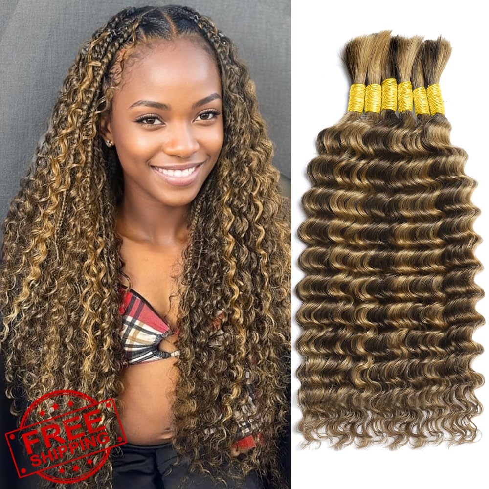 LEISWISS 16″ 4/27# Deep Wave Braiding Hair 6 Bundles