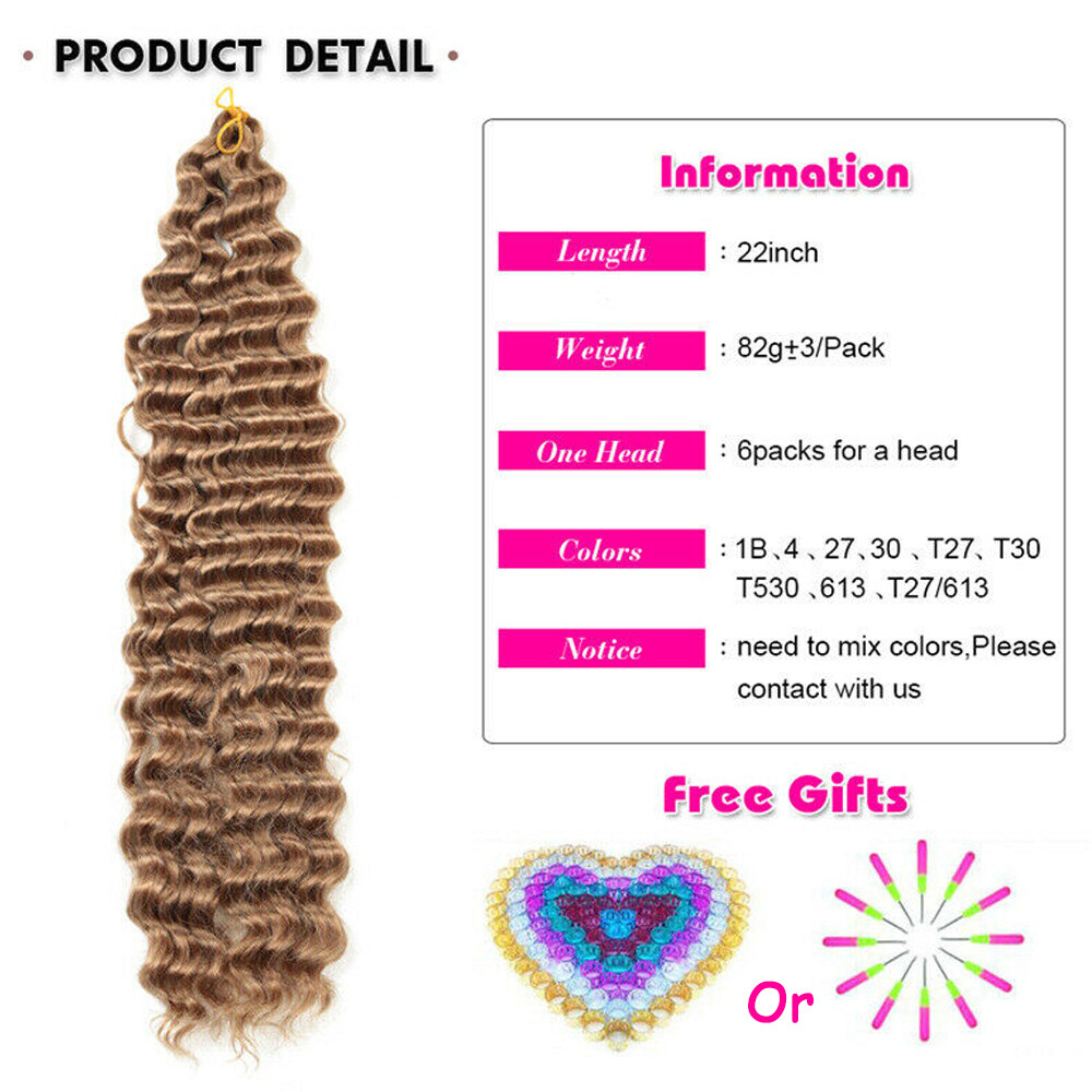 22″-28″ Deep Wave Twist Crochet Hair Afro Curls Ombre Braiding Hair Extensions