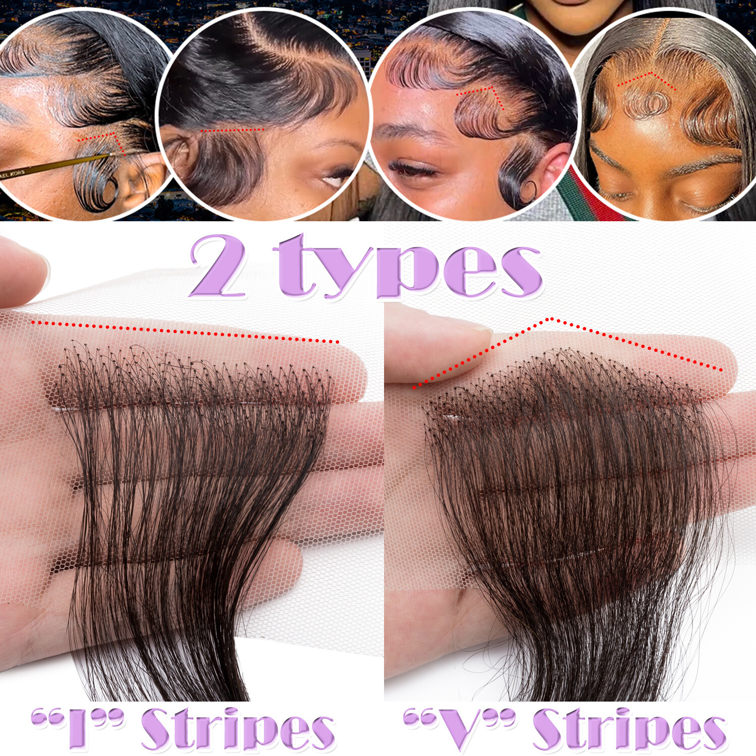 Edges Hair Lace Baby Hair Strips Invisible Hairline 100% Virgin Human Hair Edges