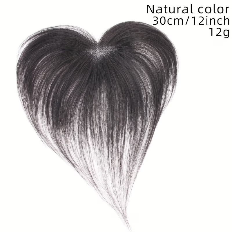 Handmade Human Hair Topper Fluffy Front Gray Hair Cover Add Volume Natural Look