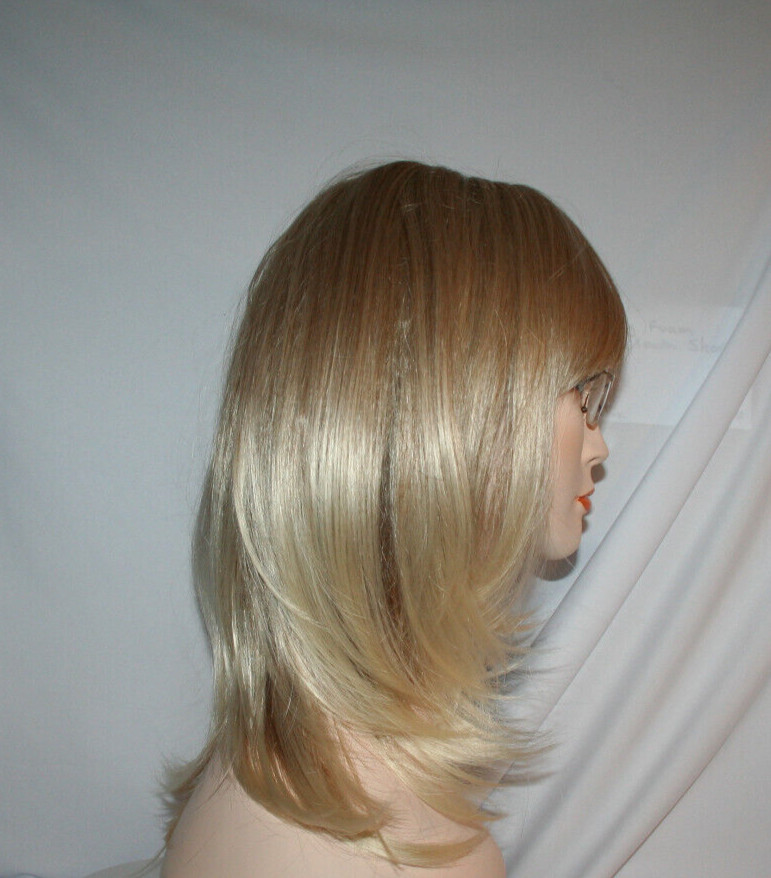 12″ Ombre Blonde Shoulder Length Bob Wig women HAIRCUBE dark roots center scalp