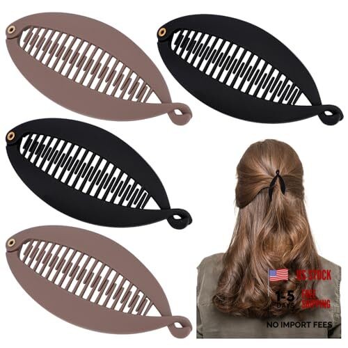 4 Pcs Banana Clips for Hair – Vintage Clincher Combs Tool Accessories Fishtail