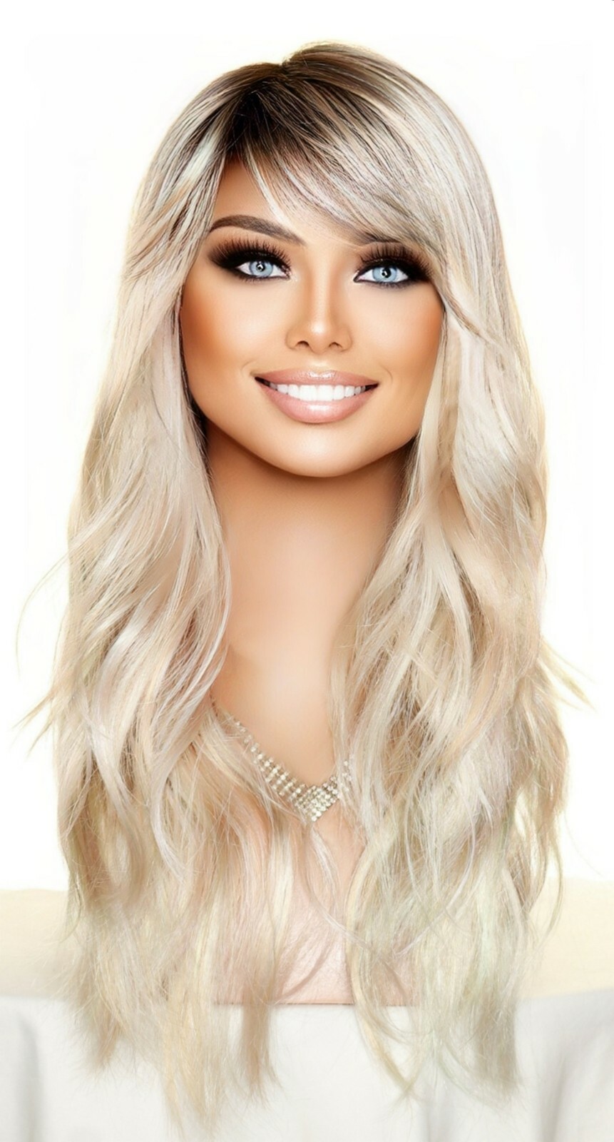 Wren Rene of Paris Wig Wavy Long Rooted Blond PASTEL RAINBOW R