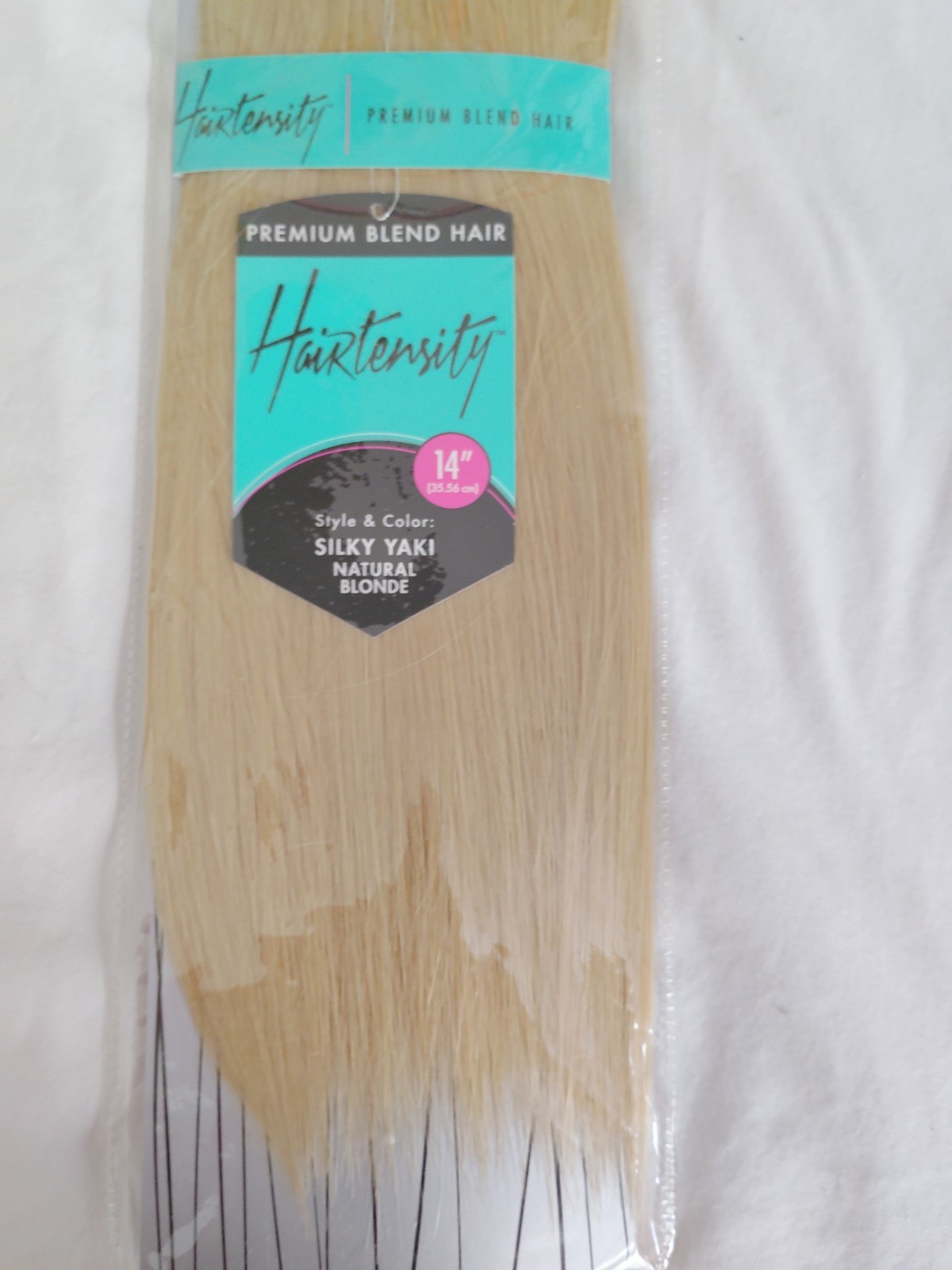 Hairtensity Weft Hair Extension Premium Blend Silky Yaki 14″ Natural Blonde