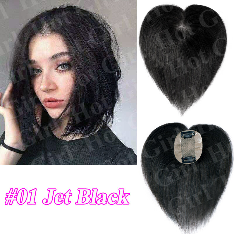 Women Topper Hairpiece Human Clip In 100% Real Remy Human Hair Toupee Soft