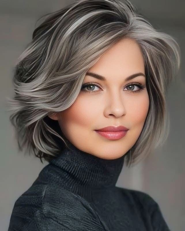 Short Salt and Pepper Bob Gray Wigs for Women 100% Human Hair Lace Front Wigs