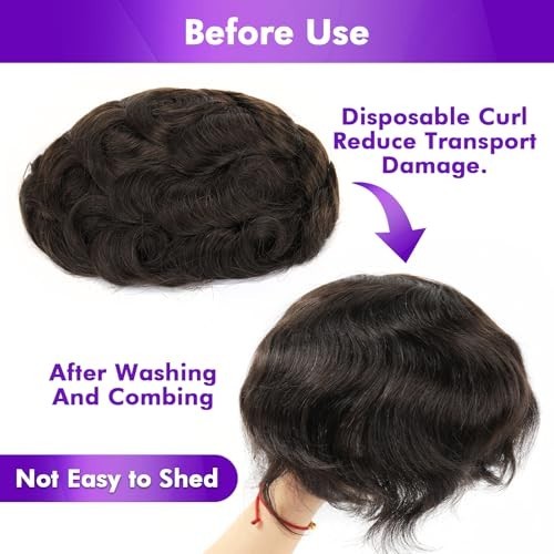 8×10 Inch PU Thin Skin Toupee for Men – 0.03mm Human Hair Replacement System, Na