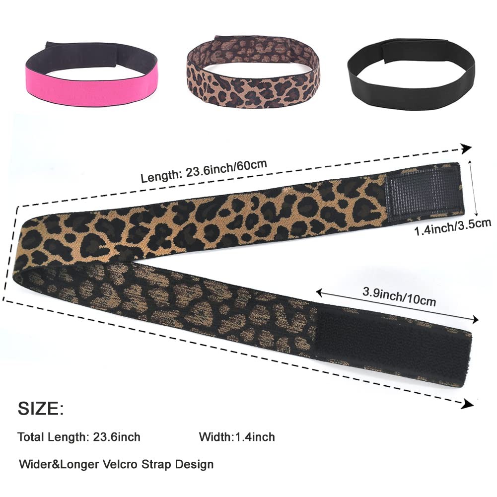 AIFIHIYI Elastic Bands Set for 1 Count (Pack of 3), Leopard+ Black+ Rose Red
