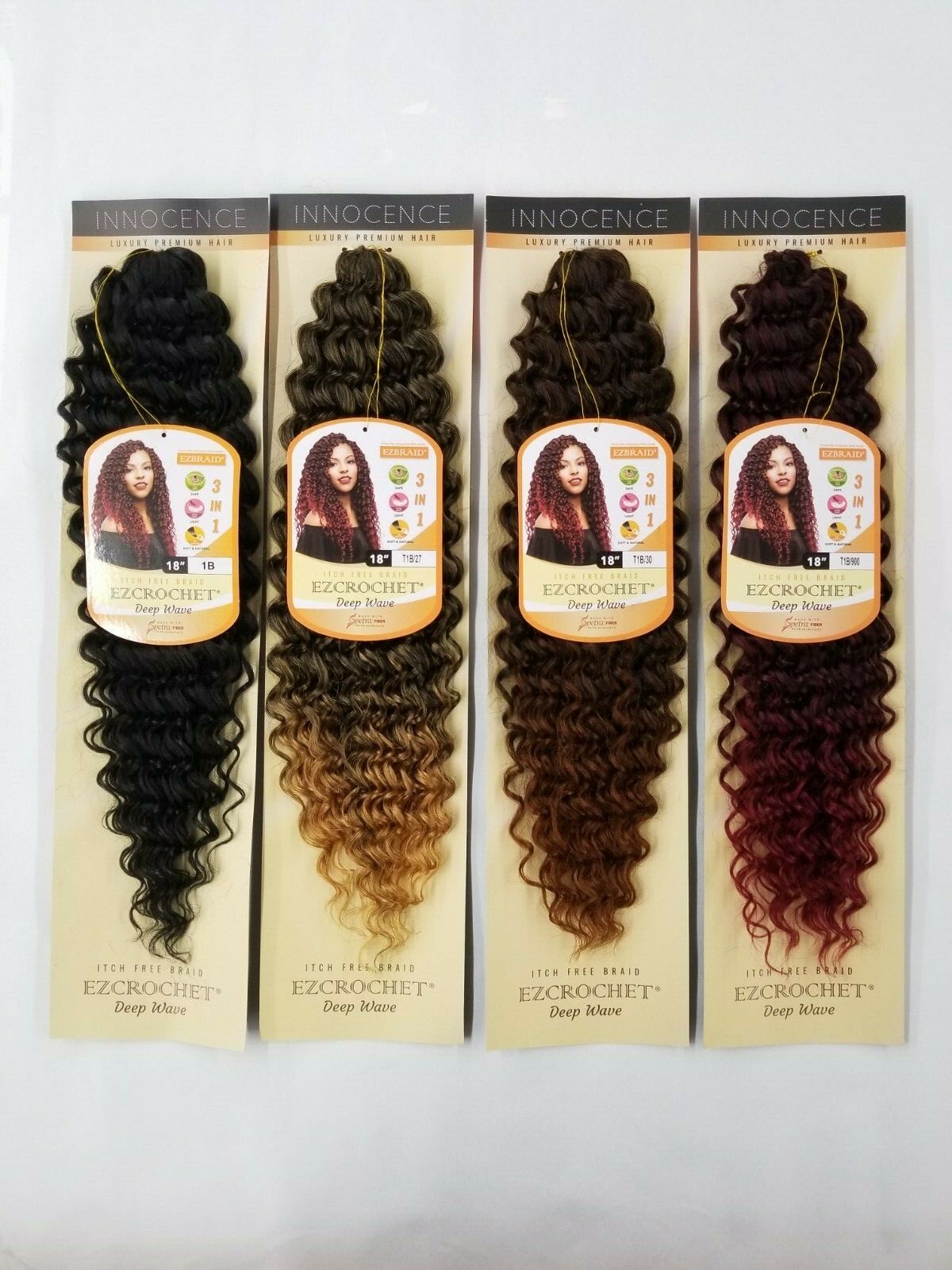 I&I Hair Innocence EZCROCHET Deep Wave Crochet Braiding Hair Spectra 18″
