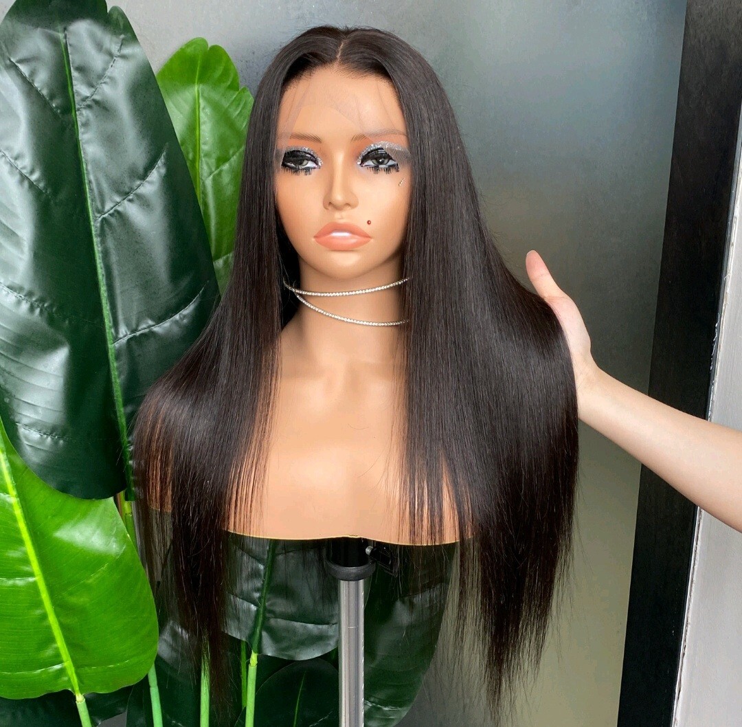 12A 22INCH RAW PERUVIAN GLUELESS FULL HD LACE WIG 180% DENSITY SILKY STRAIGHT 1B