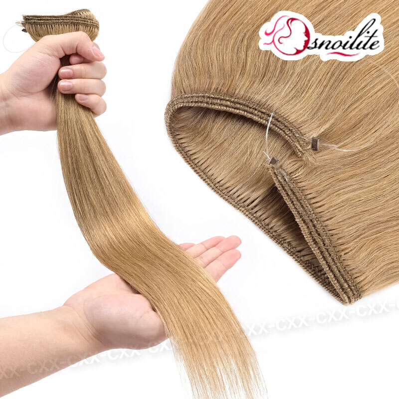Wire Hair Extensions Real Remy Human Hair Hidden One Piece Headband Weft NO-CLIP