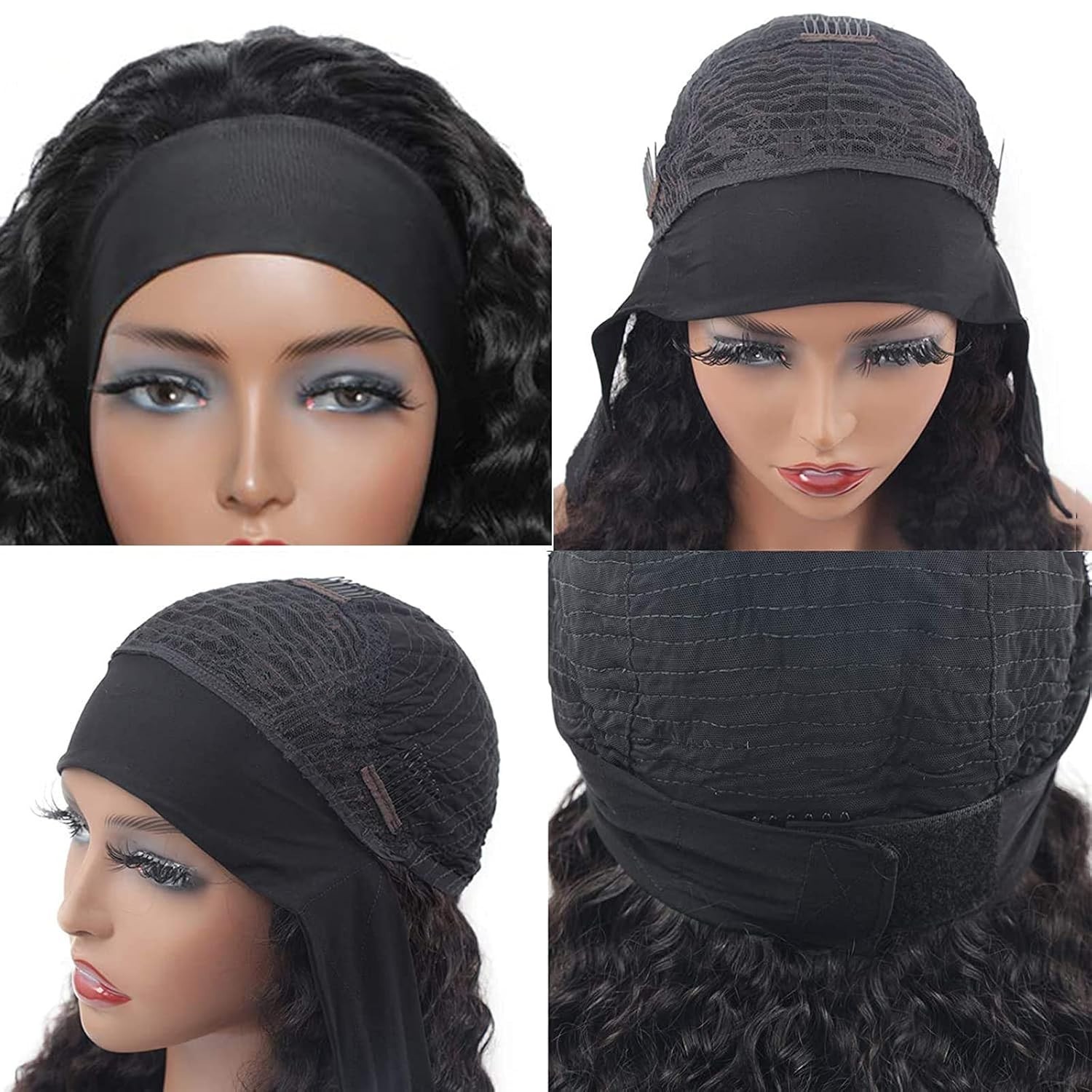Soft & Tangle-Free 12-Inch Human Hair Deep Wave Headband Wig – Fashion Essential