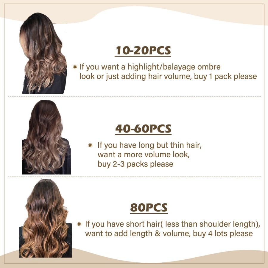 Seven-piece set/pack of cards hair real 100% human hair 12-16 inches real hair