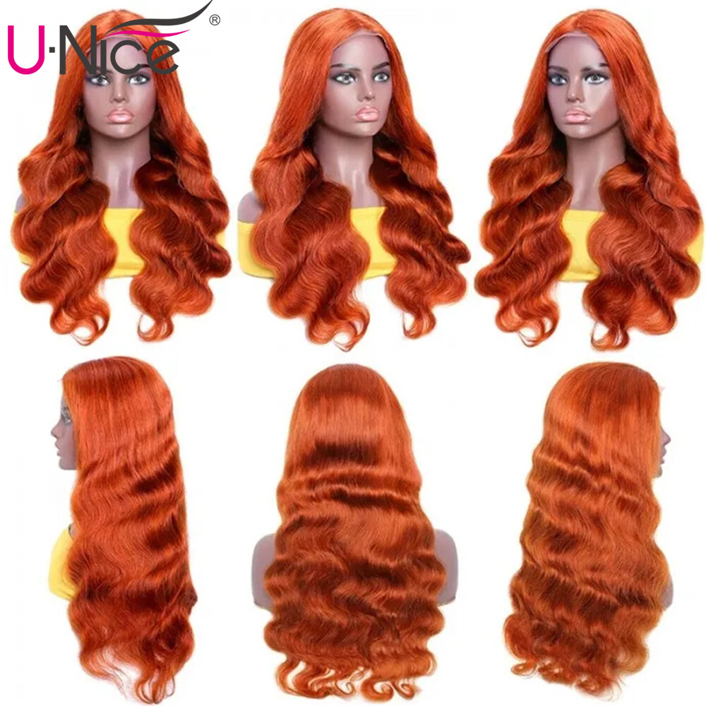 Peruvian Body Wave Human Hair Wig Silk Base Lace Closure Wigs Ginger Orange Full