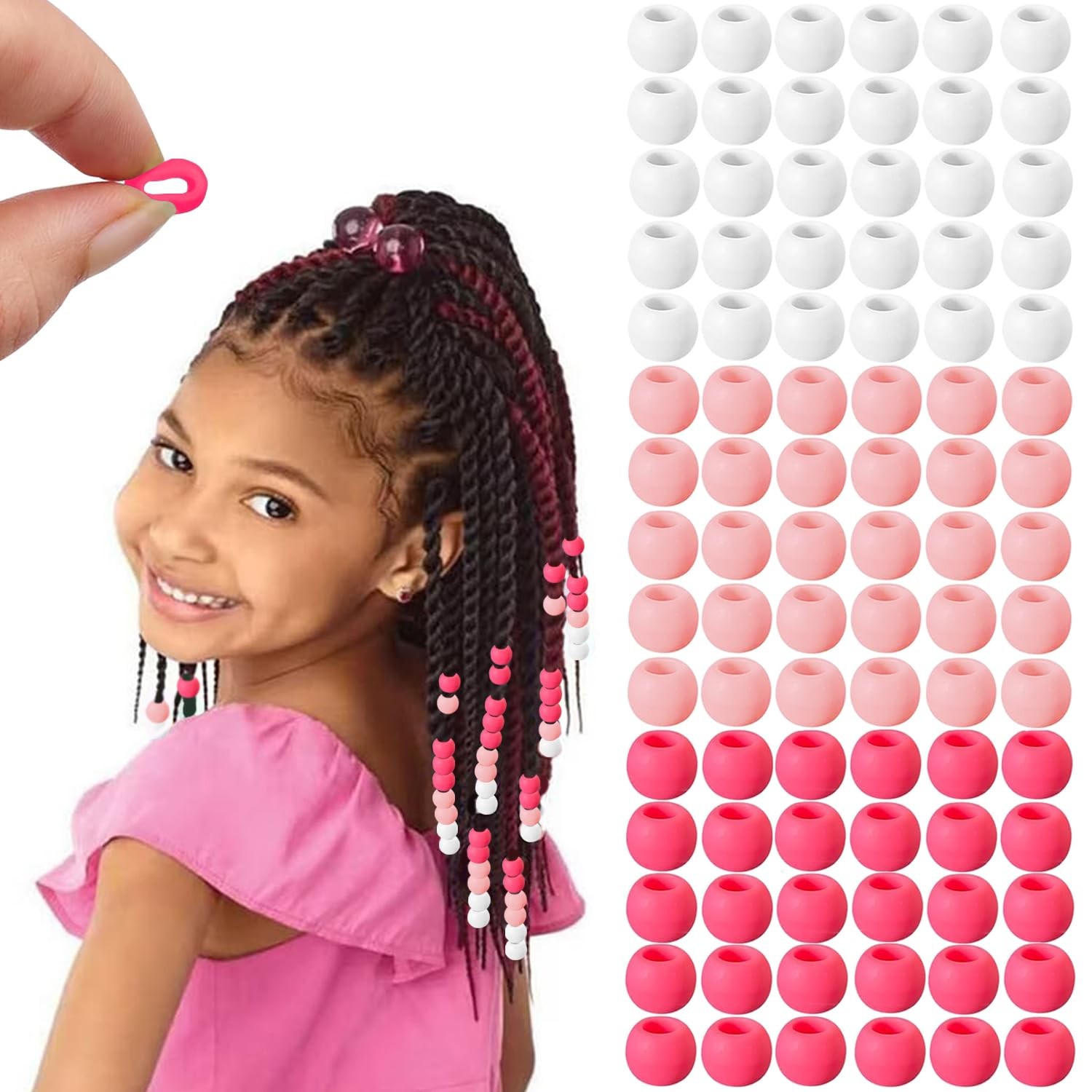 90 Pcs Silicone Hair Beads for Women Girls Braids, Soft Colorful Pony Beads B…