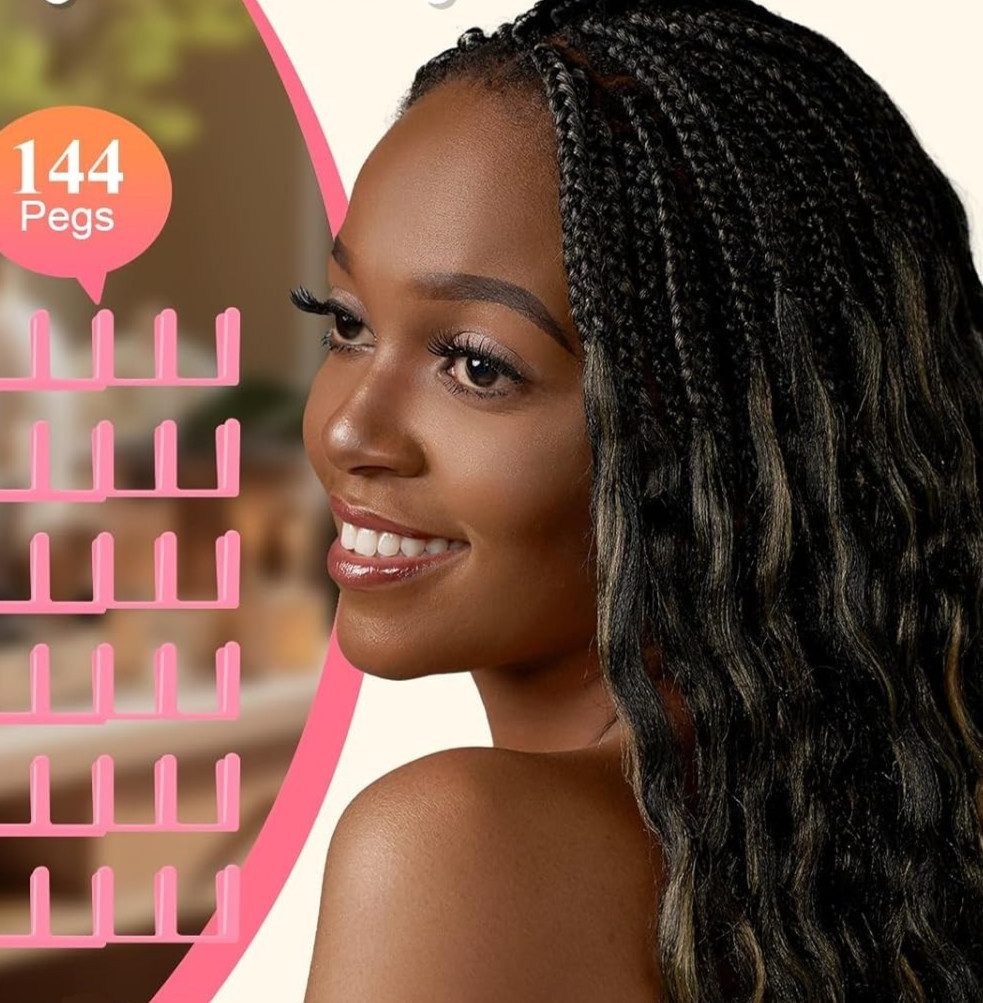 Pink Braiding Hair Rack 144 Pegs Adjustable extension holder hanger tripod tool