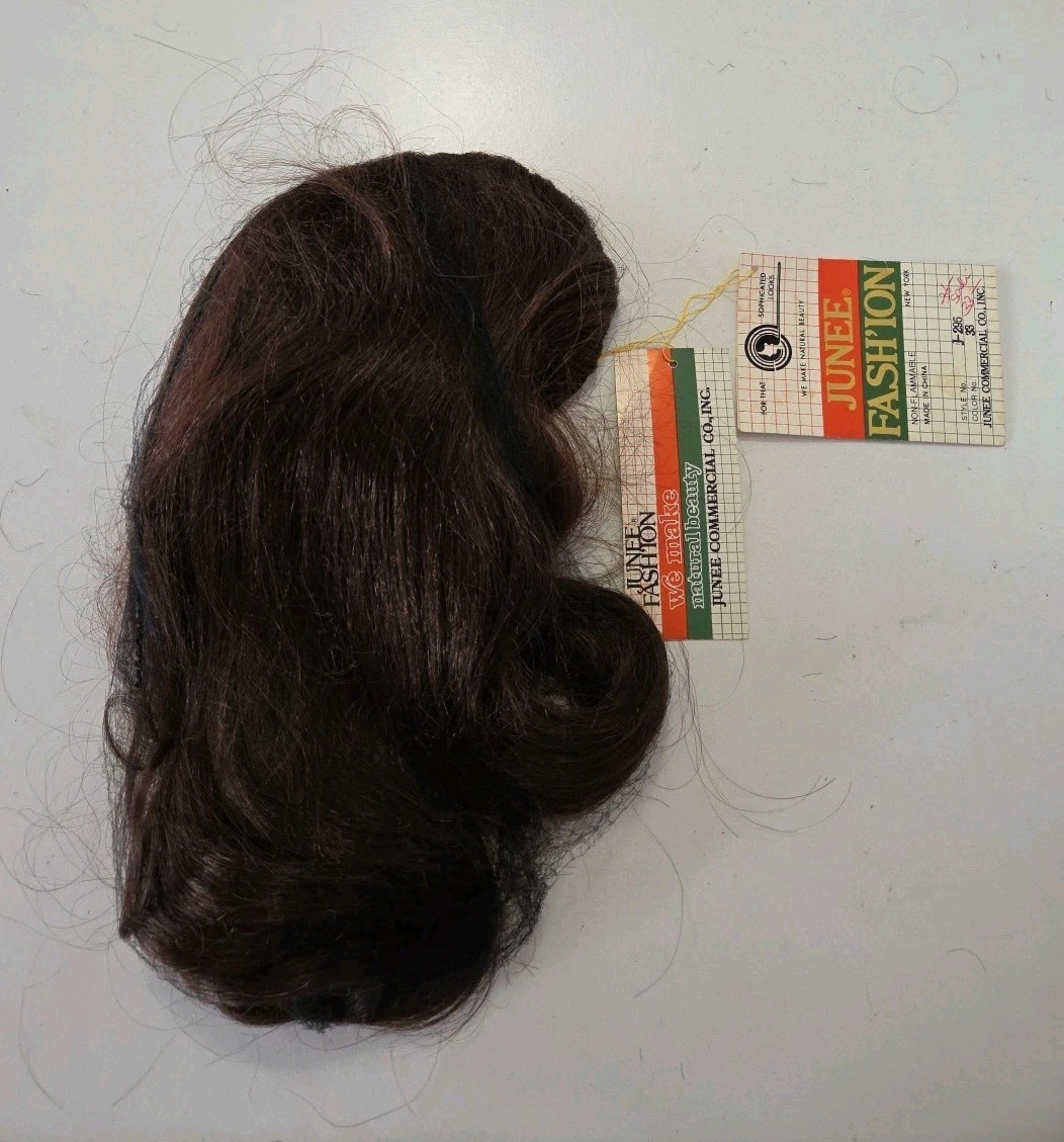 Junee Fashion Synthetic Fiber Synthetic Half Hair Wig NOS Long 1980s Brown