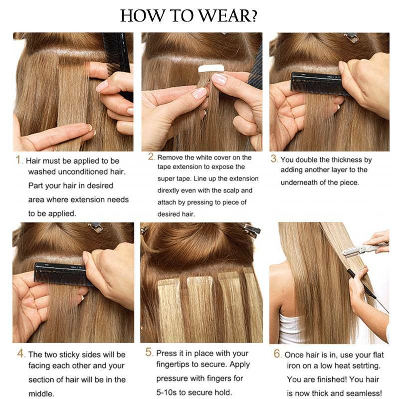Straight Tape In 100% Remy Human Hair Extentions Full Head Black Brown Blonde 8A