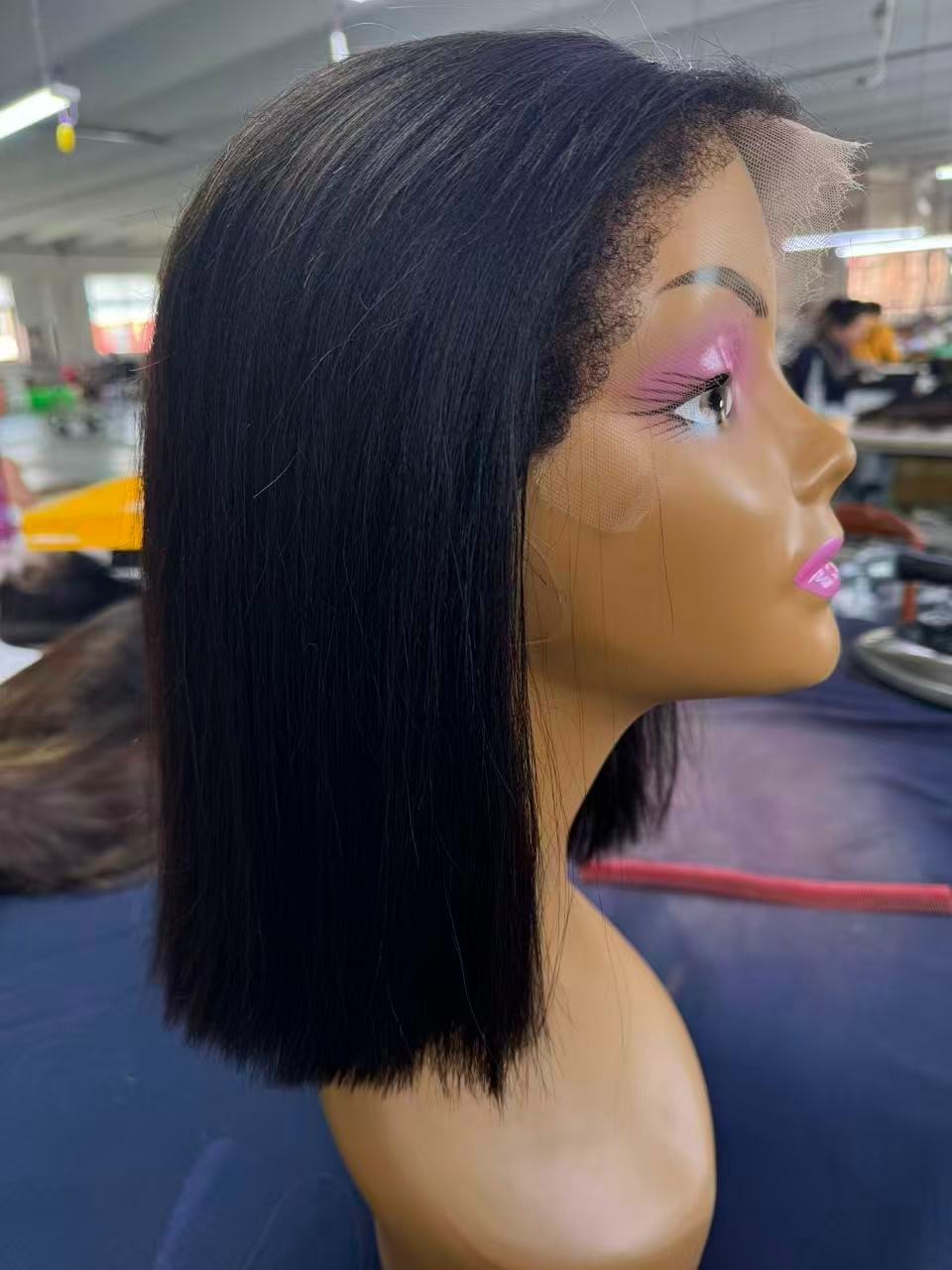 6*9 12in 180% yaki straight hd wig Bleached Knots 4c hairline 100% Human Hair