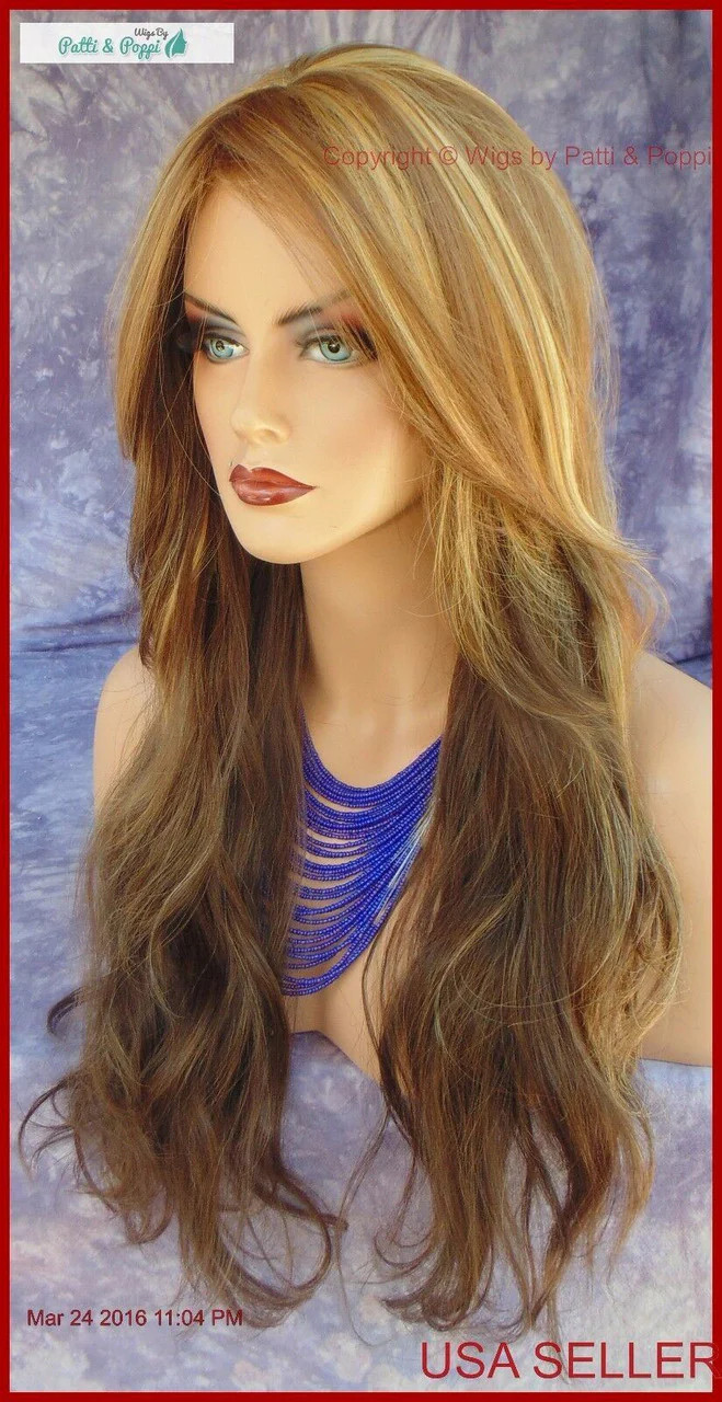 LONG SLIGHTLY WAVY WIG HEAT SAFE SKIN TOP CALI BLONDE STRIKING STYLE 1284