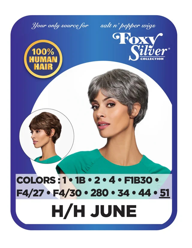 Foxy Silver JUNE, 100% Human Hair Wig, Short, Boy Cut, Fashionable Wig