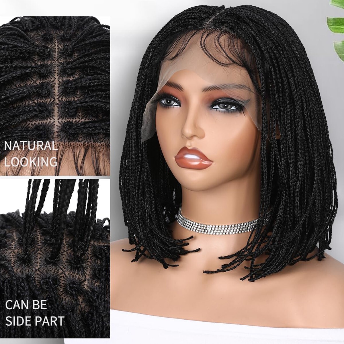 Bob box Braids Wigs for Black Women Short 12″ Lace Front Briaded Wig Baby +Hair