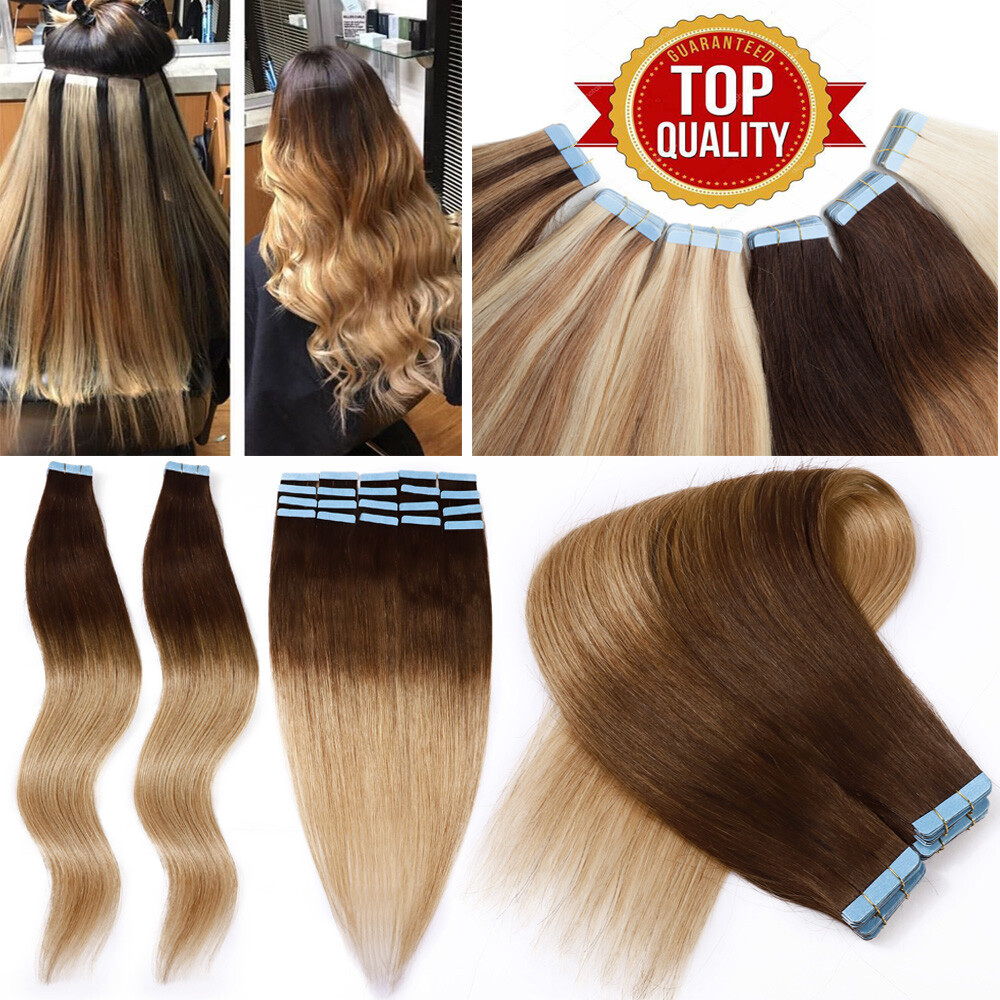 150g Seamless Tape In Skin Weft 100% Remy Human Hair Extensions Women Clearance