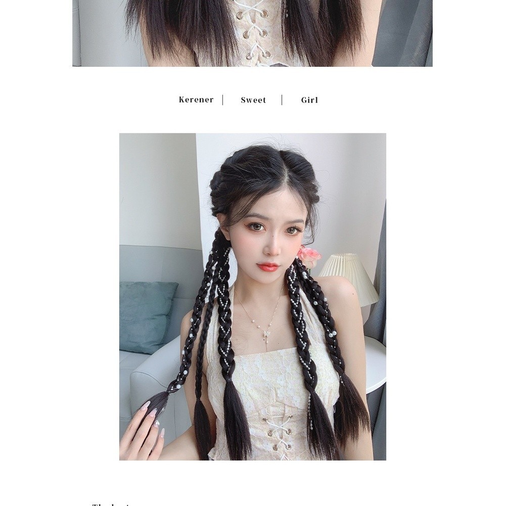 Boxing Braids Pearl Ponytail Hair Extension for Wigs High Temperature Wire