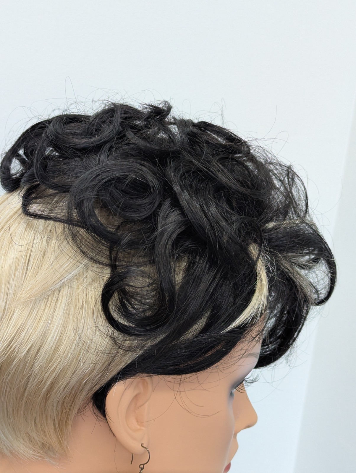 Synthetic Pull Through Wiglet Hairpiece Snap In Color Off Black #1B