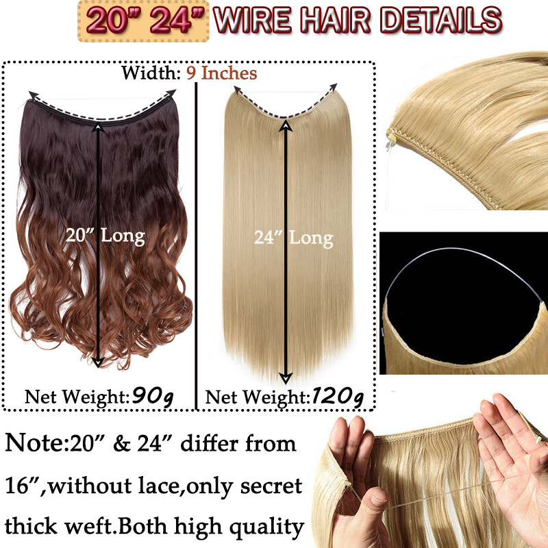 Hot Hair Extension Invisible Wire Natural as Human Hair Secret Wire No Clip in