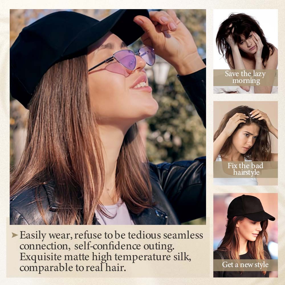 Instant Style 6″ Straight Cap Wig | Adjustable Baseball Hat with Attached Hair