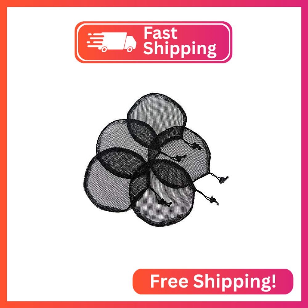YANTAISIYU 5Pcs Black Ponytail Hair Net Ponytail Wig Cap with Elastic Drawstring