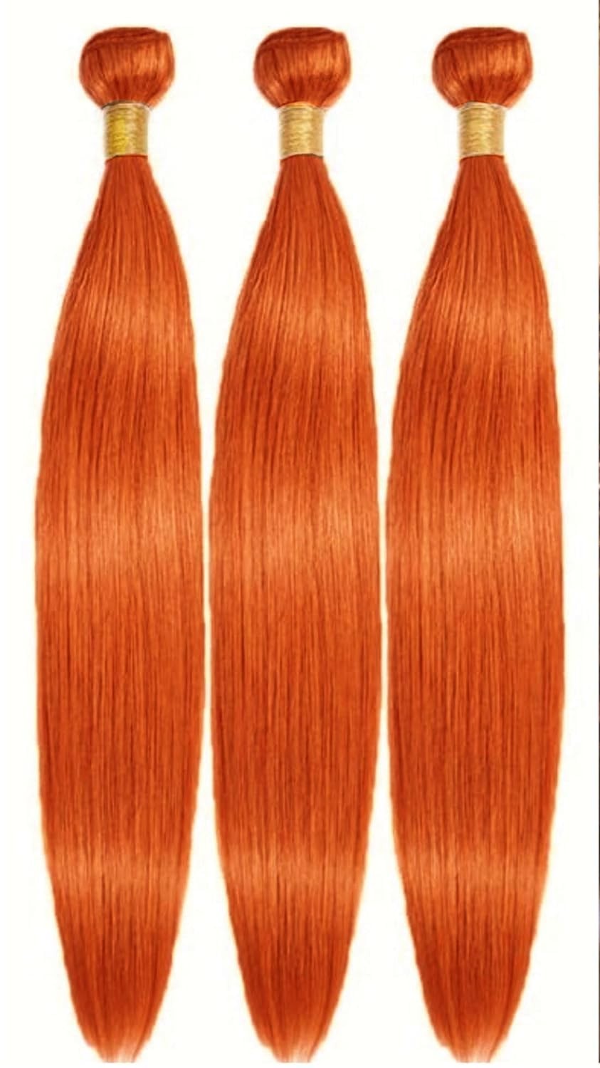 Peenoll 24 26 28 Inch Orange 350 Yaki Wave Bundles Human Hair Brazilian Remy