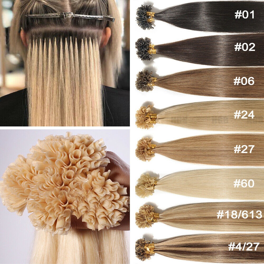 100PCS Keratin Bonded U Tip Human Hair Extensions Double Drawn European Hair 1g