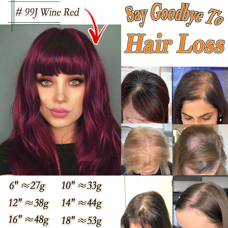 Women Topper Hairpiece with Bangs Clip In Top Remy Human Hair Toupee 7*13cm