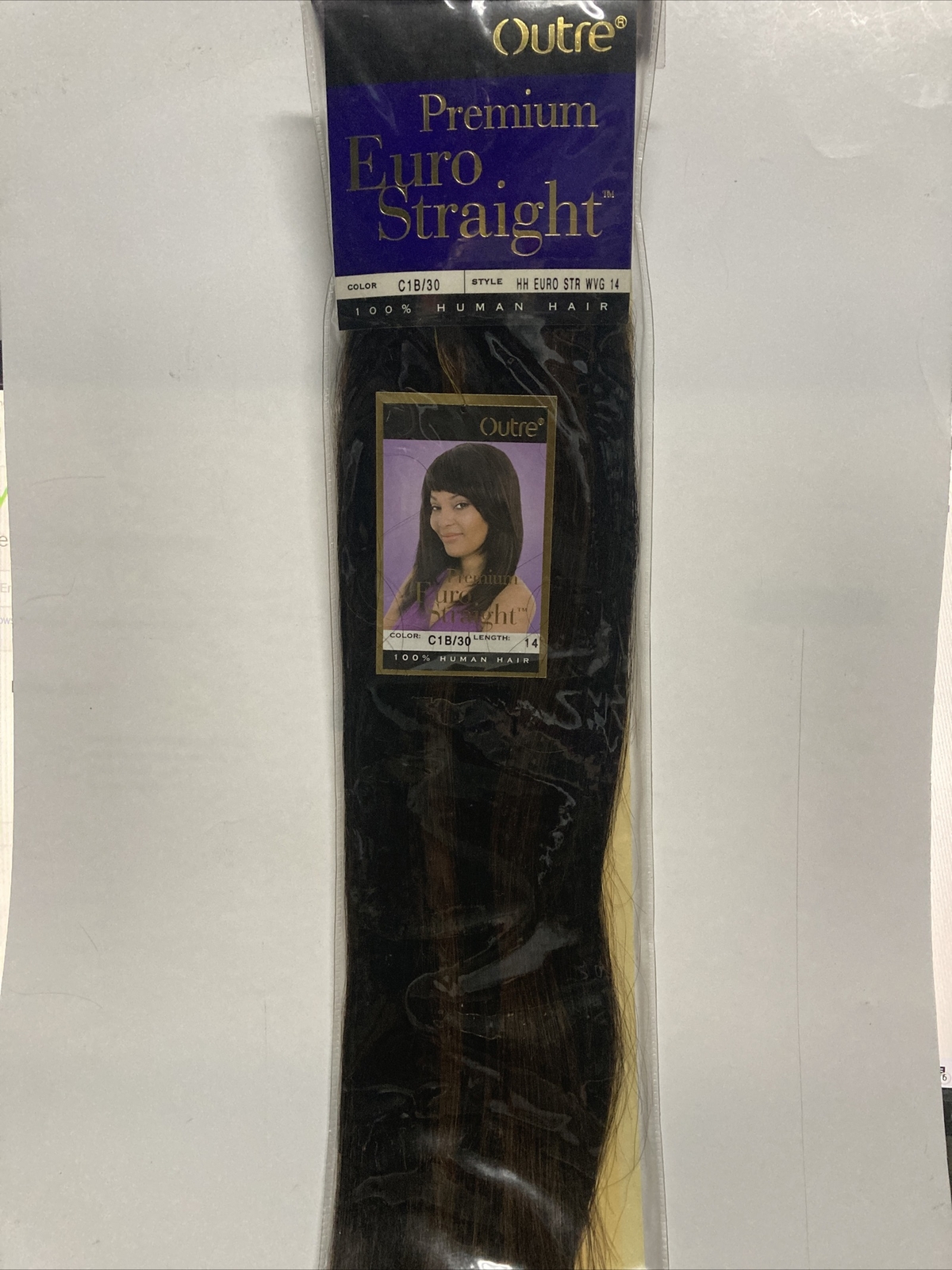 1 Pack OUTRE EURO PREMIUM STRAIGHT 100% Human Hair for Weaving 14″ Color C1B/30