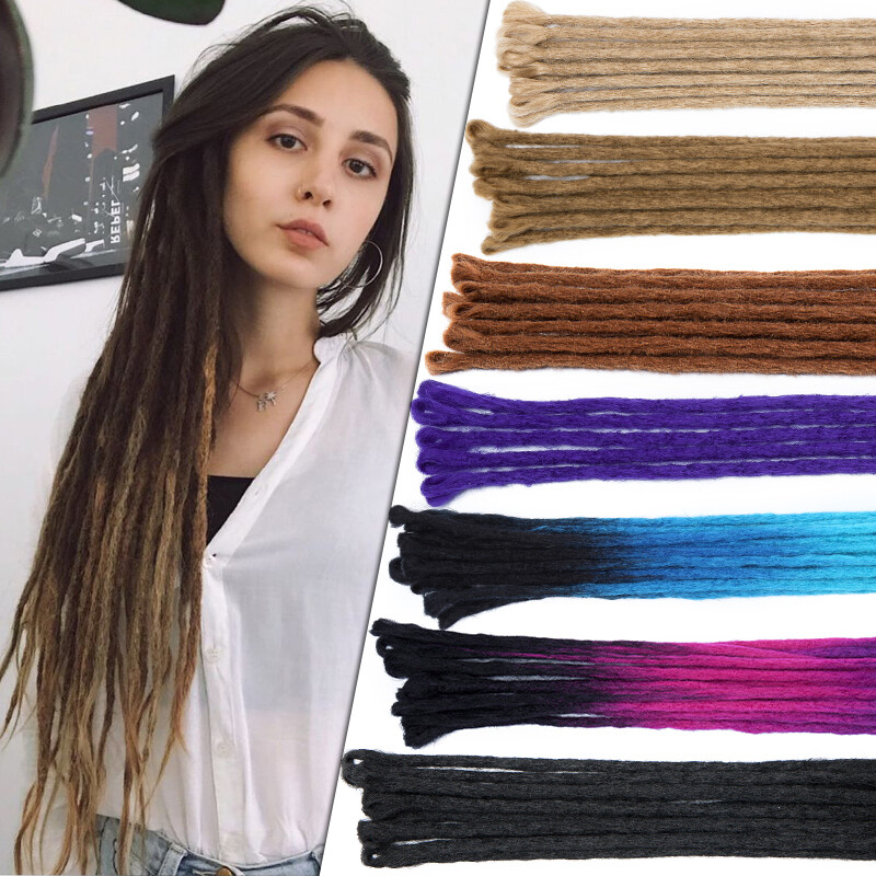 Afro Handmade Dreadlocks Hair Extension Synthetic Crochet Braided Dreads Locs US