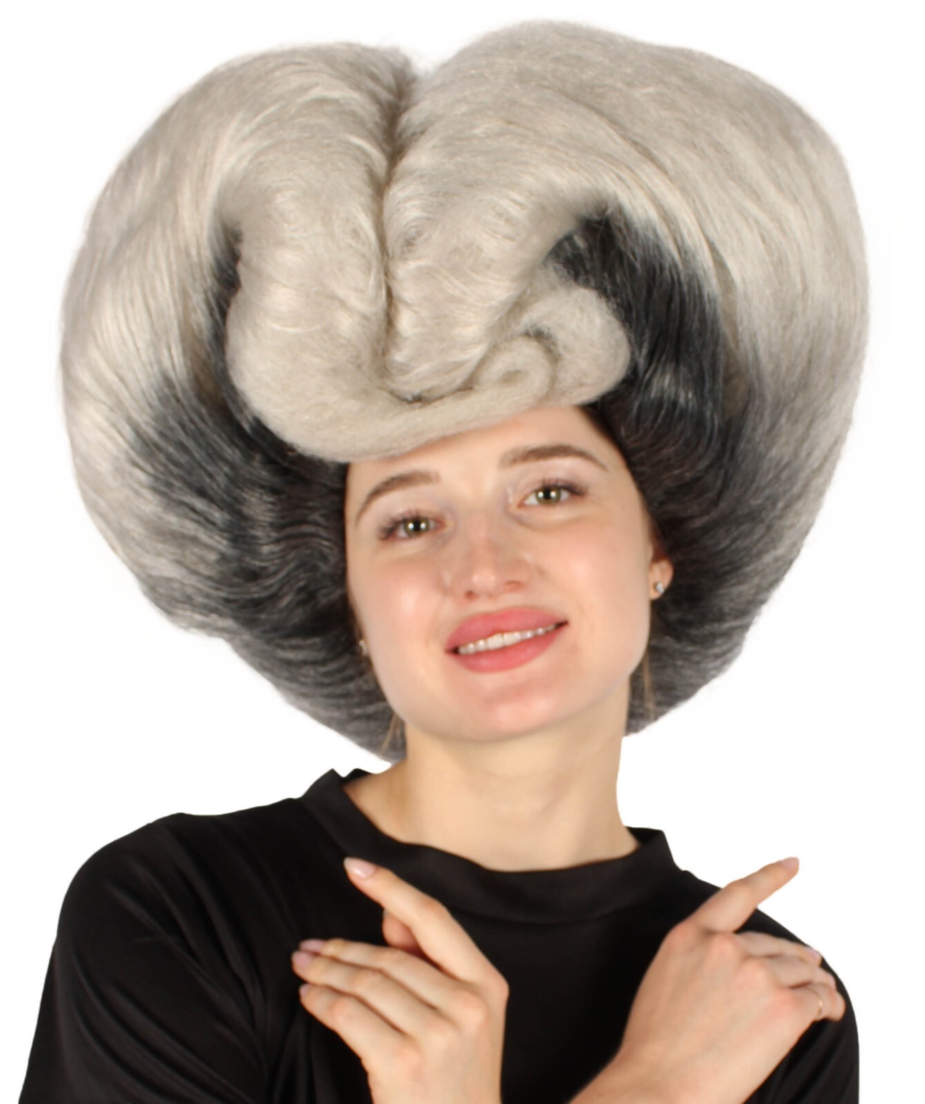 Adult Unisex Drag Queen Grey-black Bouffant Wig | Non-flammable Syntheti HW-7040