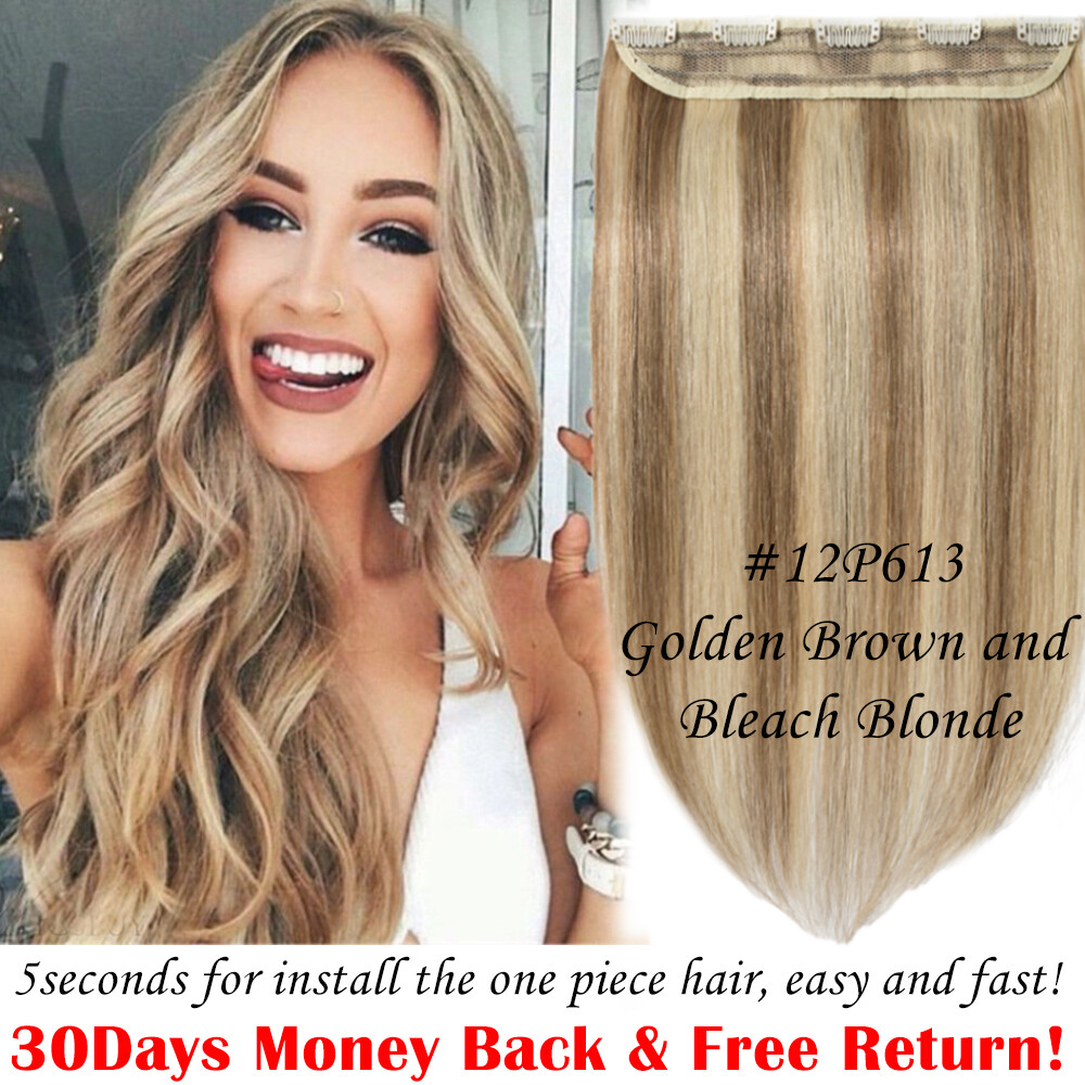 100% Soft 100% Remy One Piece Clip in Real Human Hair Ectensions 3/4 Full Head