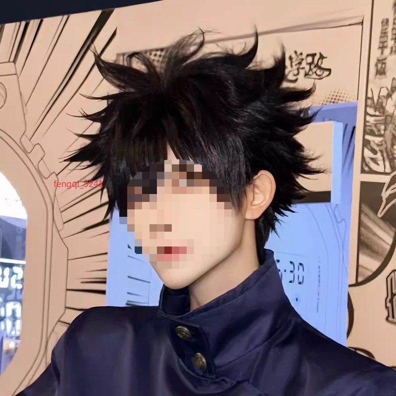 Jujutsu Kaisen Fushiguro Megumi Cos Wig Trend Puffy Short Hair Anime Headdress
