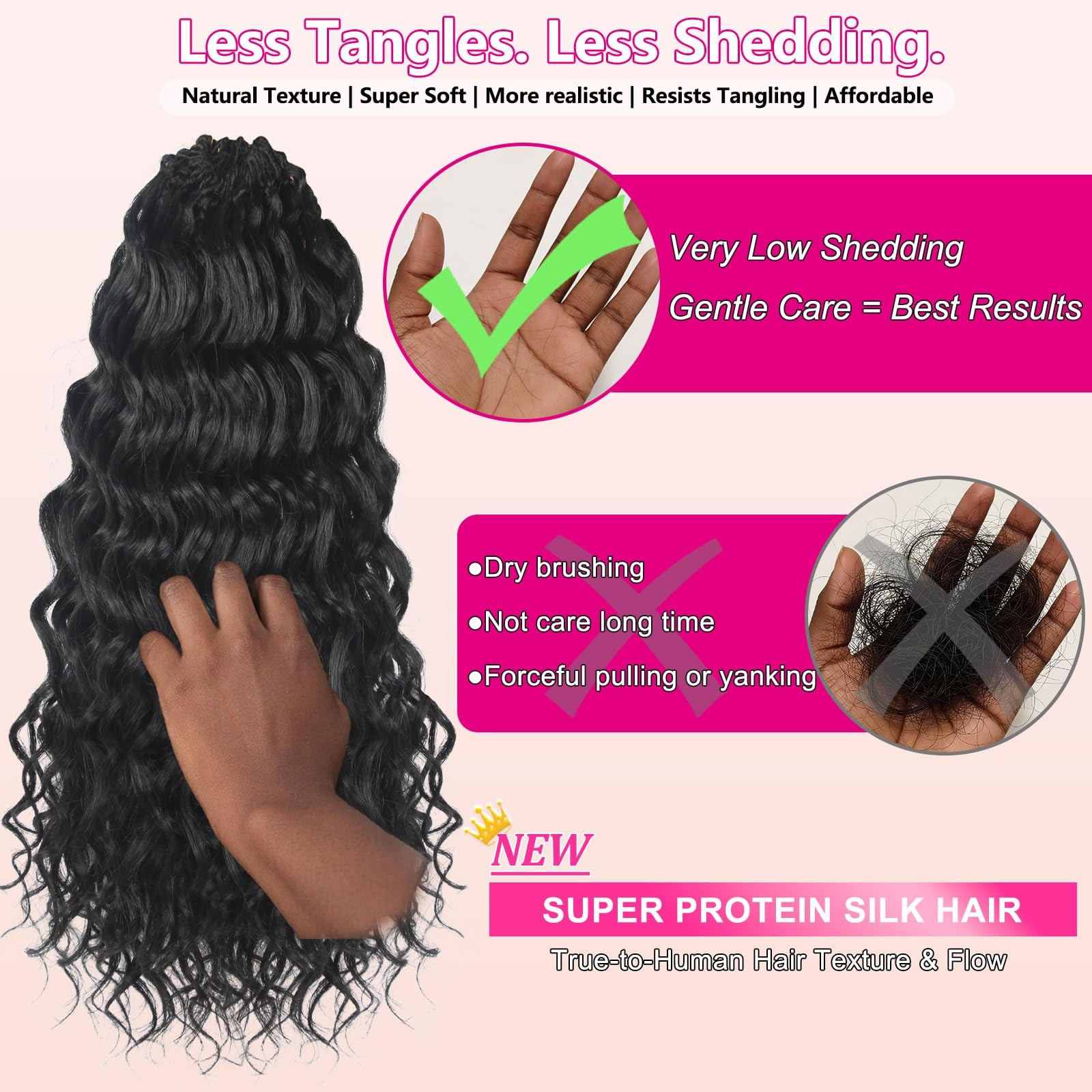 Vynoro 18 Inch Pre Looped Ocean Wave Crochet Braids Pure Protein Close To Human